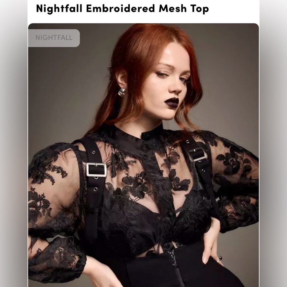 Torrid Nightfall Embroidered Mesh Top